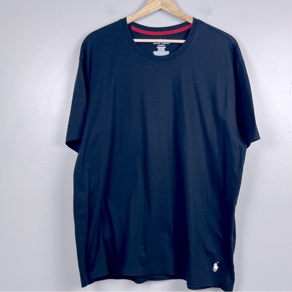 Polo Ralph Lauren Men's 100% Cotton Black Crew Neck Tee with White Pony Size XL - Picture 1 of 11
